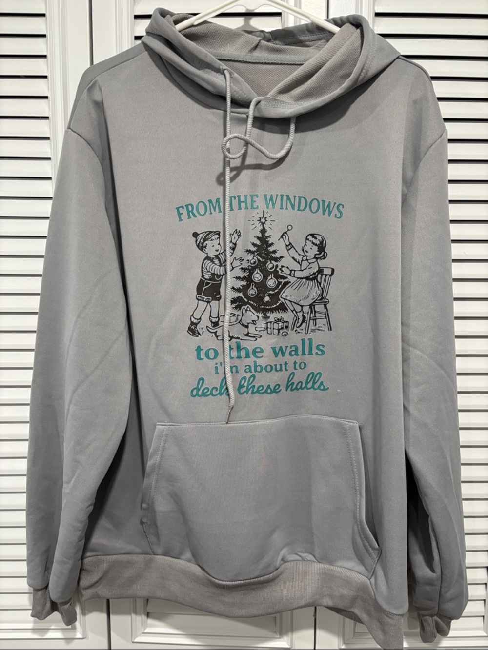 Men's Gray Holiday Graphic Hoodie Sweatshirt